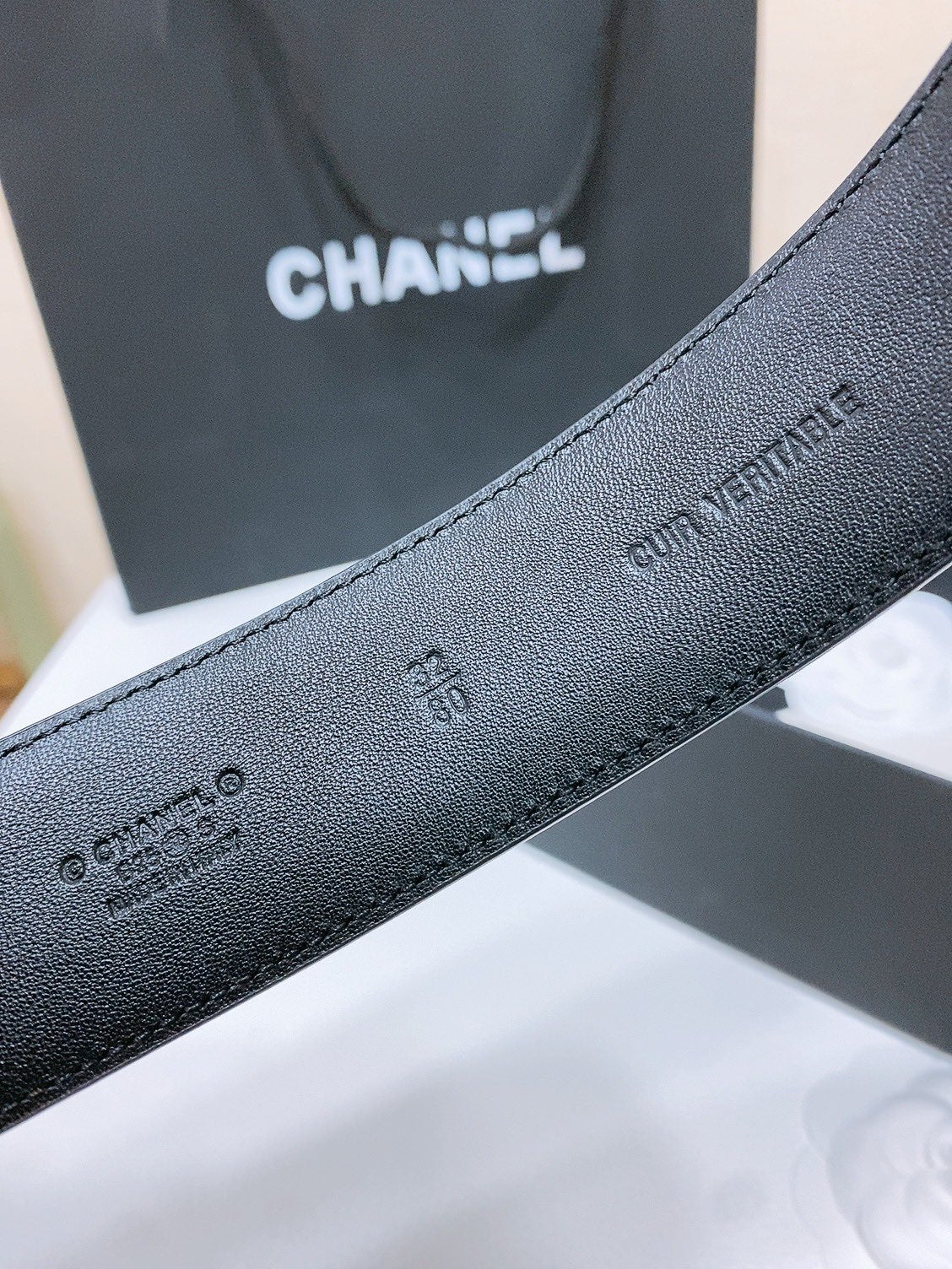 CHANEL DOUBLE C 38MM IN BLACK QUILTED LAMBSKIN GOLD HEART BUCKLE