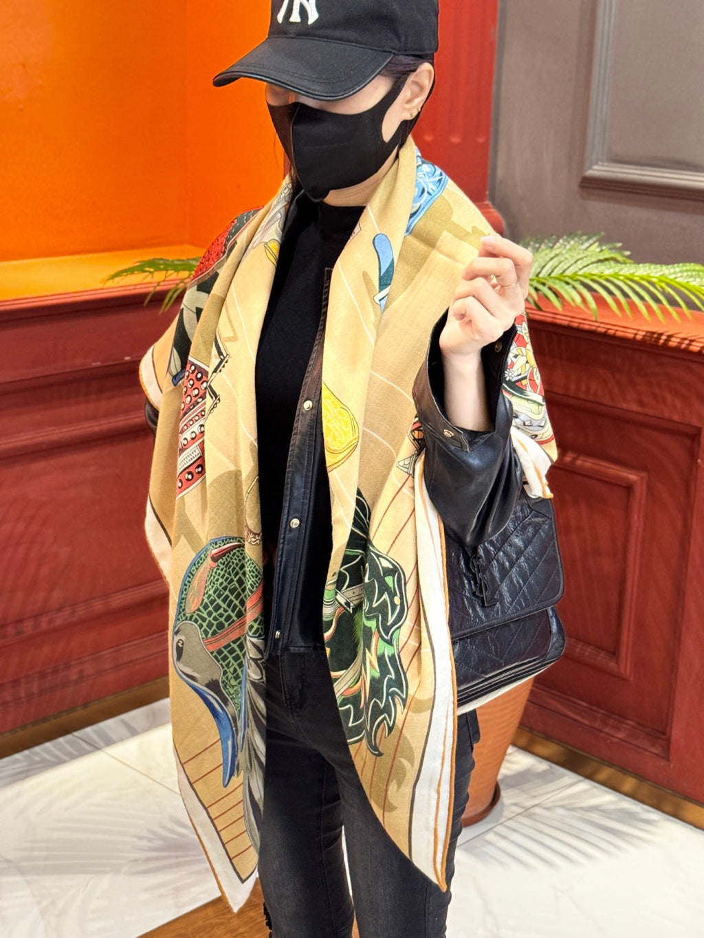 HERMES HERMES 25S SCARF 140 IN SILK CASERE 989487