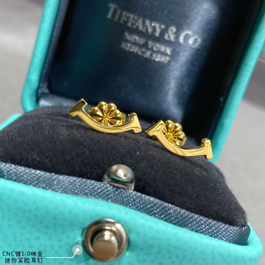 18K Tiffany Smile Yellow Gold Earrings