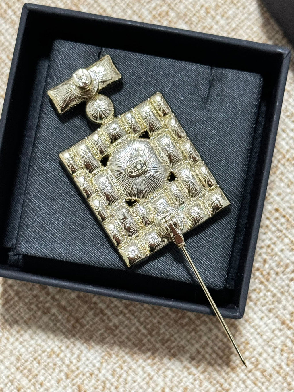 18K  Chanel Perfume Bottle Crystals Brooch
