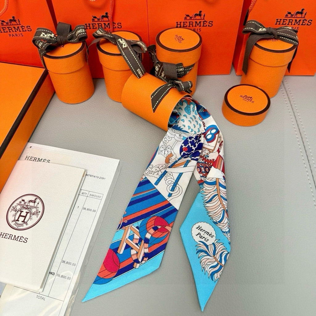 HERMES HERMES 25S SILK NECKERCHIEF 86 IN SILK 714348