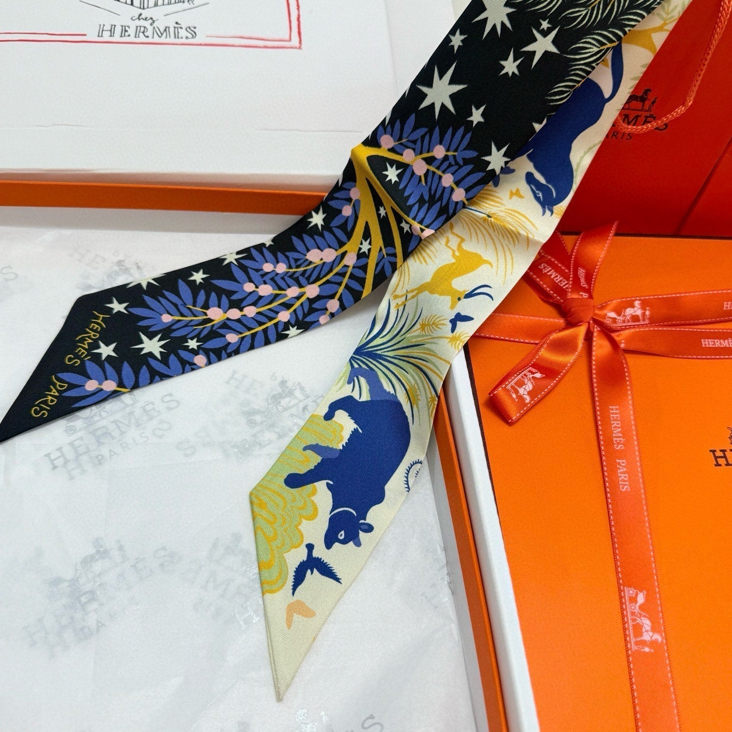 HERMES HERMES 25S SILK NECKERCHIEF 86 IN SILK 714354