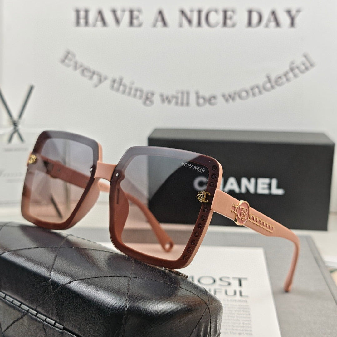 CHANEL SQUARE SUNGLASSES 59909 IN BLACK TR FRAME WITH RESIN LENSES