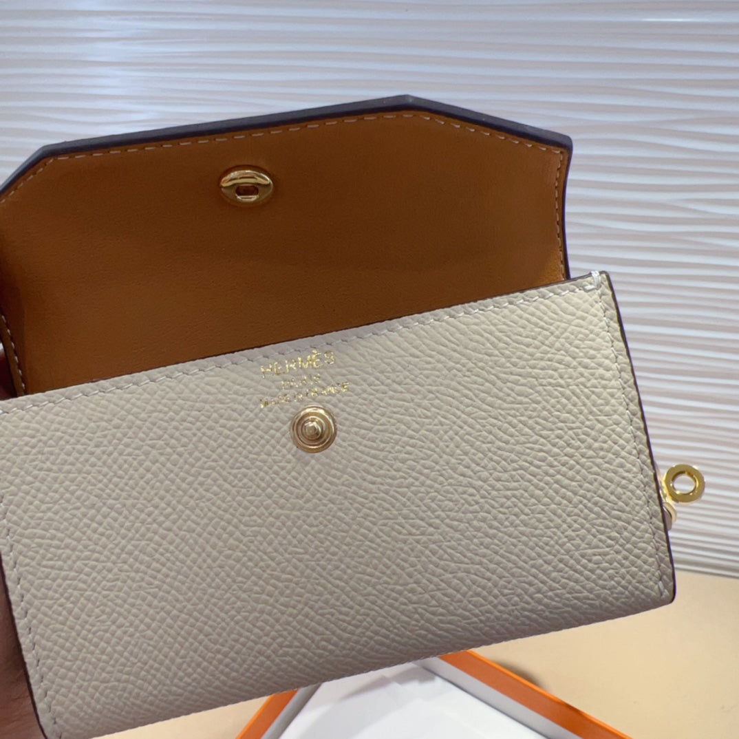 HERMES KELLY POCKET 18MM BELT WHITE LEATHER GOLD HARDWARE