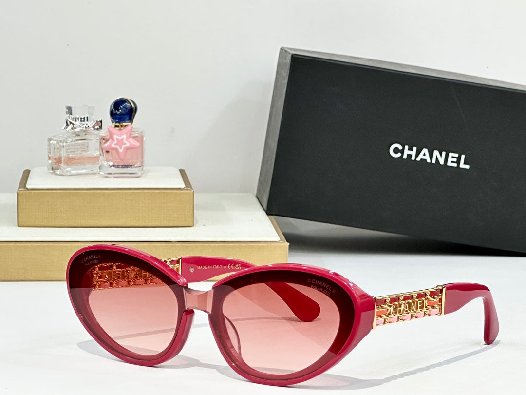 CHANEL CAT EYE SUNGLASSES CH5537Q IN ACETATE CHAIN METAL