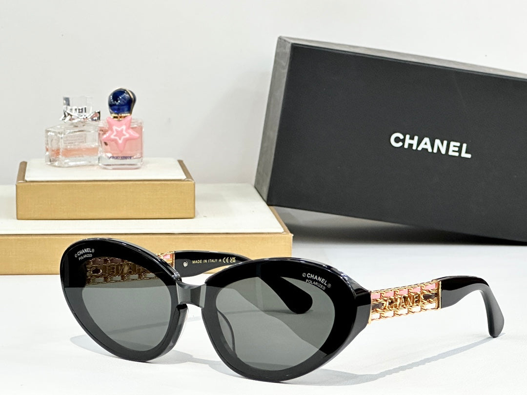 CHANEL CAT EYE SUNGLASSES CH5537Q IN ACETATE CHAIN METAL