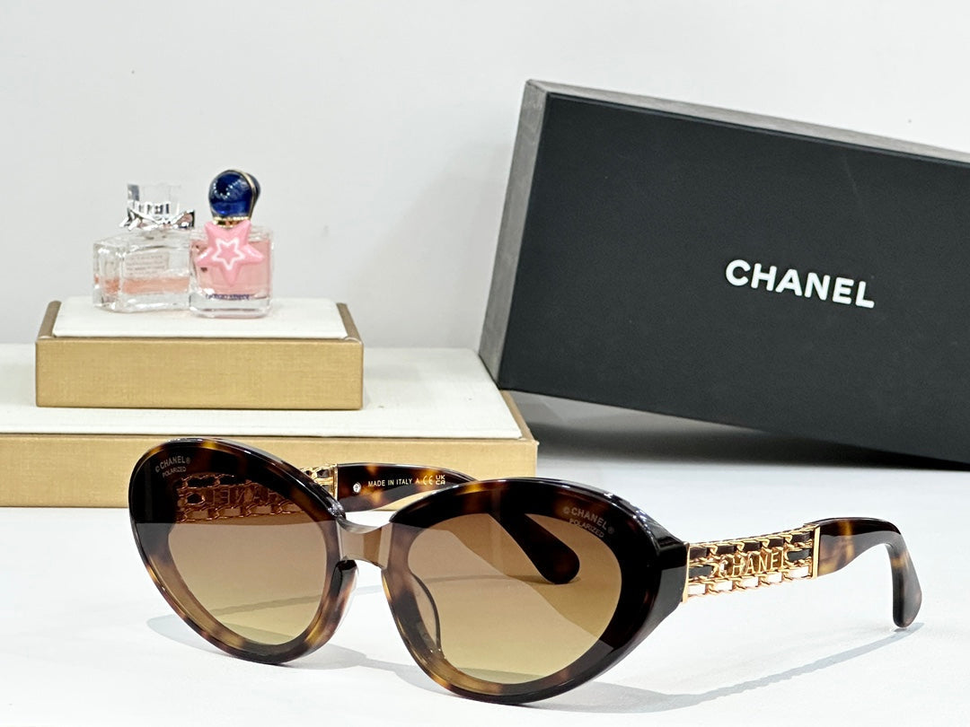 CHANEL CAT EYE SUNGLASSES CH5537Q IN ACETATE CHAIN METAL