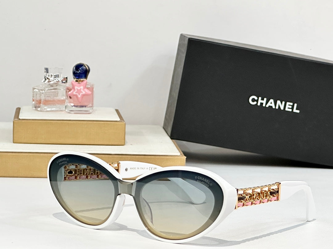 CHANEL CAT EYE SUNGLASSES CH5537Q IN ACETATE CHAIN METAL