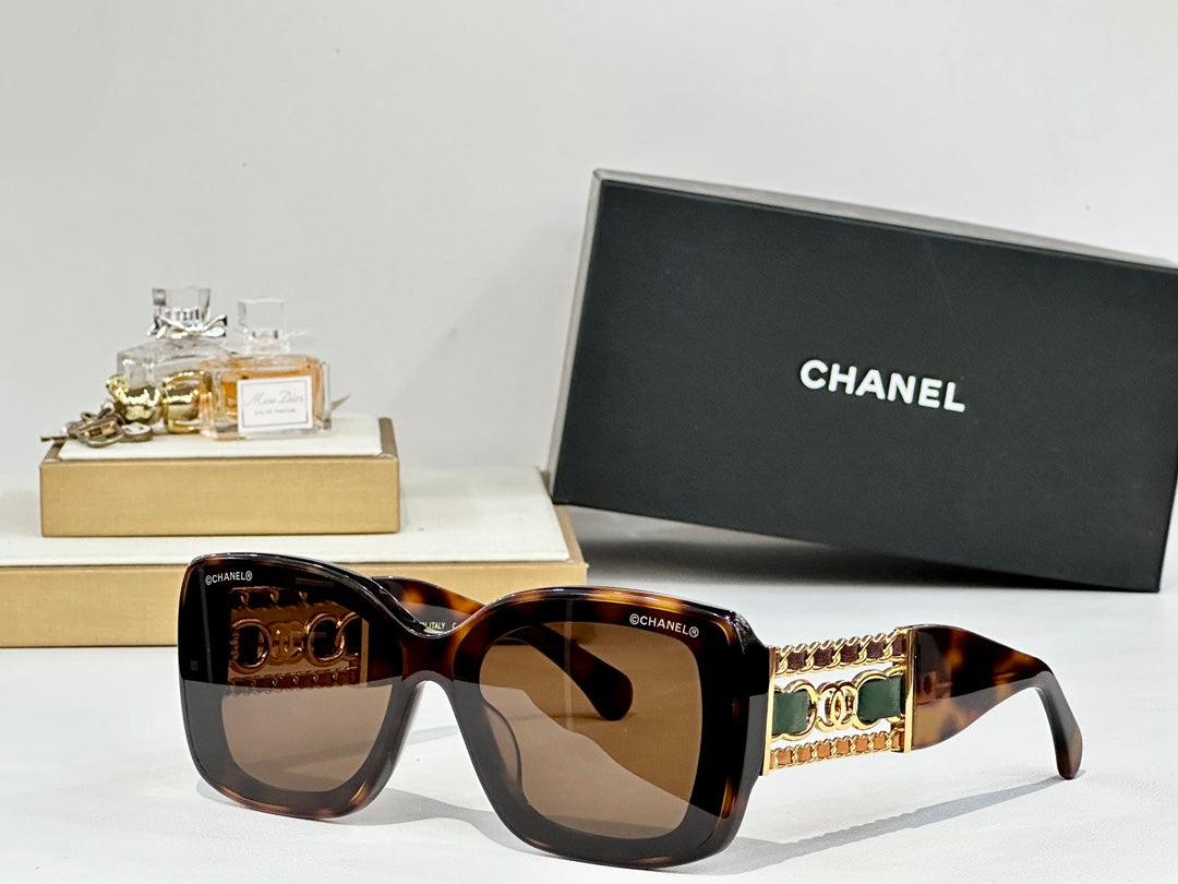 CHANEL SQUARE SUNGLASSES CH5537Q IN ACETATE CHAIN METAL