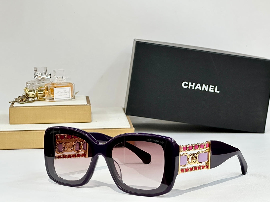 CHANEL SQUARE SUNGLASSES CH5537Q IN ACETATE CHAIN METAL