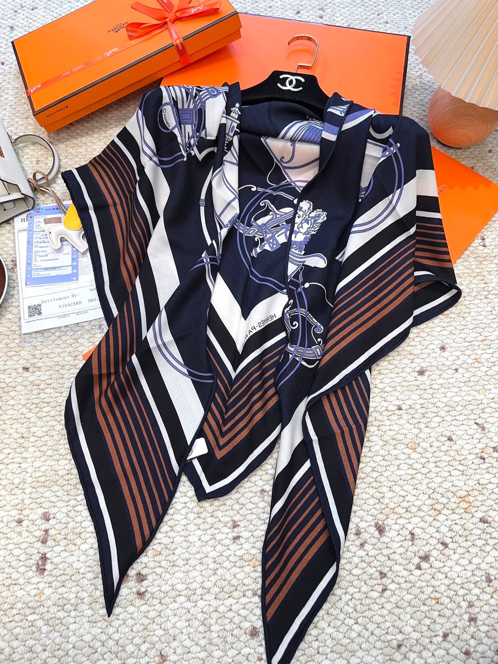 HERMES HERMES 25S SCARF 140 IN CASERE SILK 854528