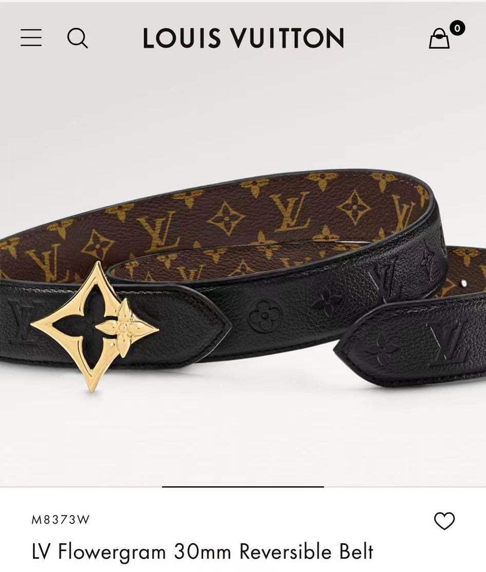 LOUIS VUITTON LV FLOWERGRAM 30MM REVERSIBLE BELT IN BLACK EMBOSSED CALFSKIN GOLD HARDWARE