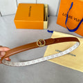 LOUIS VUITTON LV S-LOCK BELT 20 MM IN BRONZE BROWN CALFSKIN AND CIRCLE GOLD HARDWARE