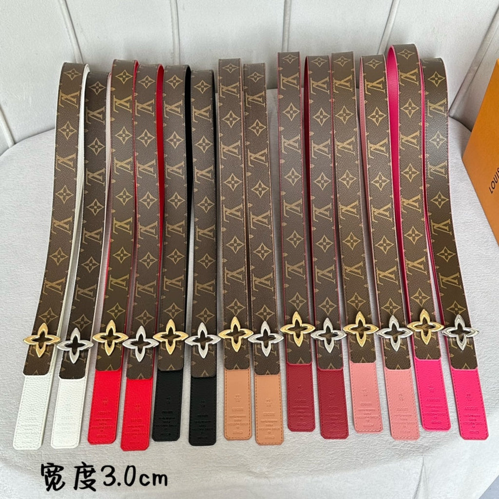 LOUIS VUITTON LV MINI FLOWERGRAM 30MM REVERSIBLE BELT IN BLACK CALFSKIN GOLD HARDWARE