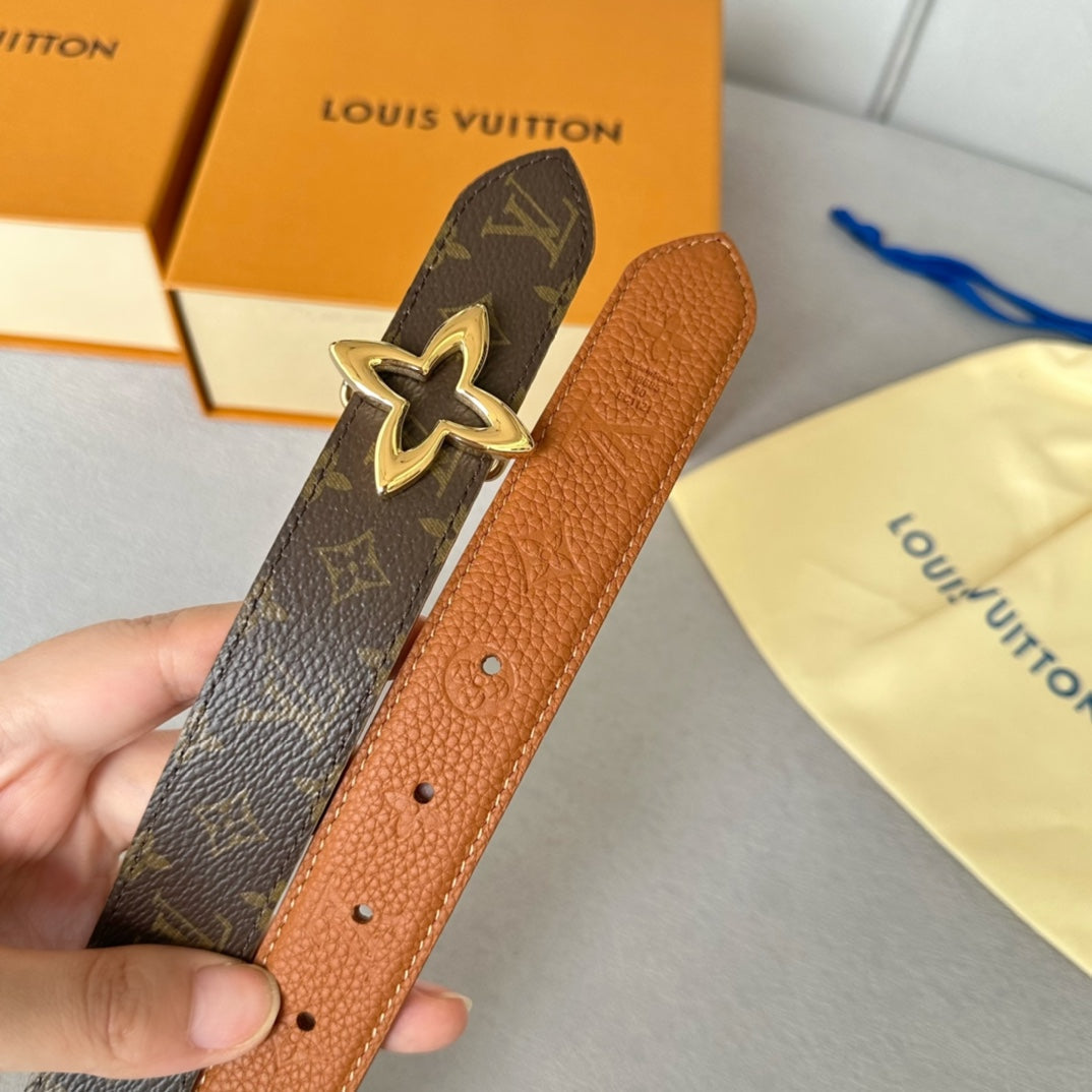 LOUIS VUITTON LV MINI FLOWERGRAM 30MM REVERSIBLE BELT IN BRONZE BROWN EMBOSSED CALFSKIN GOLD HARDWARE