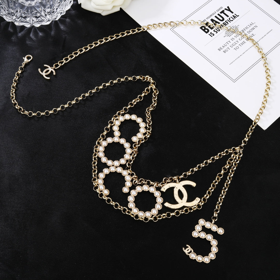 CHANEL 25S CHAIN BELT WITH PEARL 612634